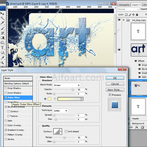 Glossy and creative art blog web design, splatters, splashes, paint brushes.